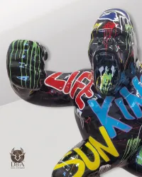 Kong, de woedende GRAFFITI 3XL gorilla - Dieren van hars
