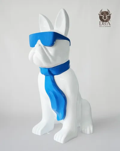 Živali iz smole, buldog z očali in kravato XXXL