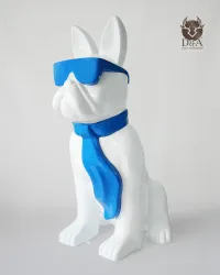 Animais de resina, Bulldog com óculos e gravata XXXL
