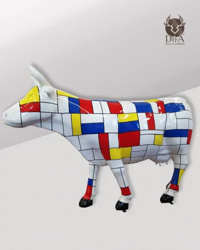 Dieren | MONDRIAN koe in hars voor uw decoratie