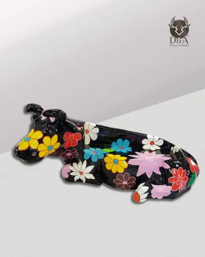 Hars dieren | Design bankje in de vorm van een koe BLOEMEN