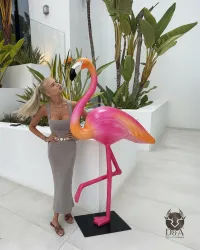 Estátua gigante de flamingo rosa em resina, tamanho 2XL – Decoração de designer
