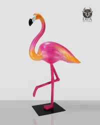 Estátua gigante de flamingo rosa em resina, tamanho 2XL – Decoração de designer