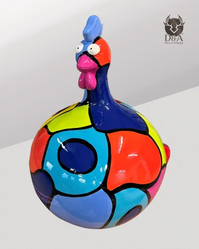 Animais | Estátua e escultura em resina de uma galinha em mosaico L