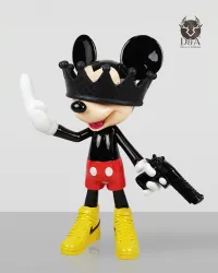 Topo che fa il dito medio con una pistola - Statua decorativa di design