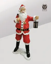 Estatua de resina de Papá Noel con una linterna XL