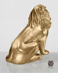 Kunstharzstatue eines sitzenden Löwen, Gold oder Silber