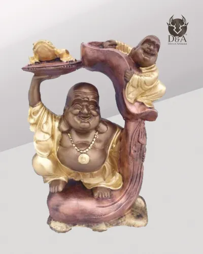 Buda z žabo in mini Budo v indijskem dekorju