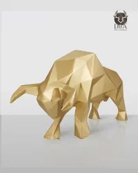 Goud/zilver origami stierenbeeld