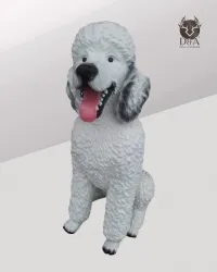 Animais | Estátua realista de poodle sentado em resina