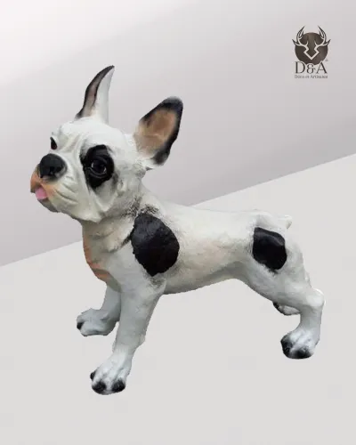 Animales | Estatua realista de resina de un pequeño bulldog francés