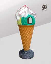 Statua realistica in resina a forma di contenitore per gelato
