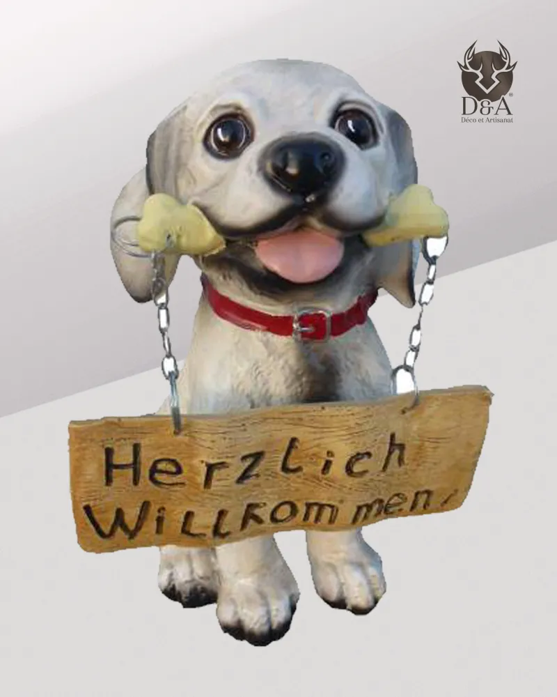 Animals | Realistic Welcome Dog Statue in Resin