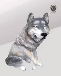 Živali | Realističen kip sedečega volka iz smole