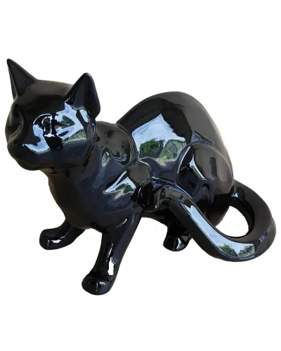 Chat noir en résine