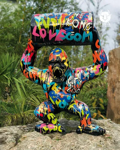 Kong, le Gorille Graffiti avec Tonneau pour une déco au top !