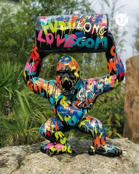 Kong, le Gorille Graffiti avec Tonneau pour une déco au top !