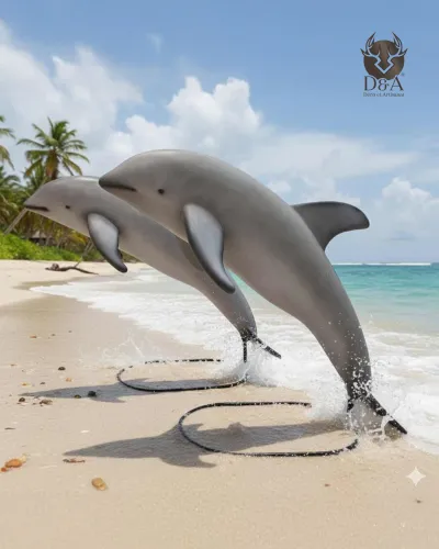 Resin statue of a Dolphin with base