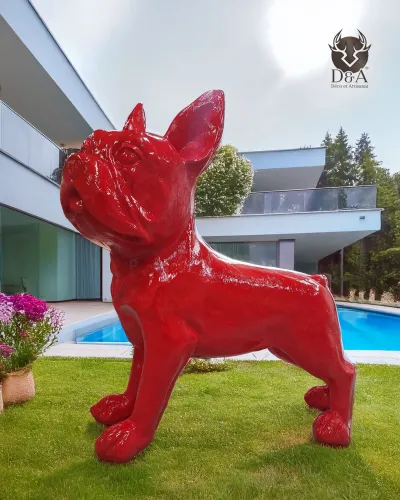 Estátua de cachorro Bulldog Francês XXL em resina