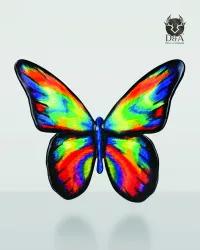 Estátua decorativa de borboleta fluorescente e colorida