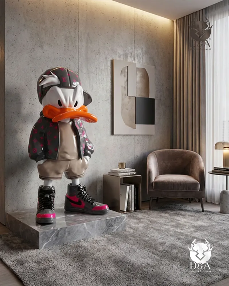 Pato Bad Boy com monograma LV - Estátua decorativa de designer
