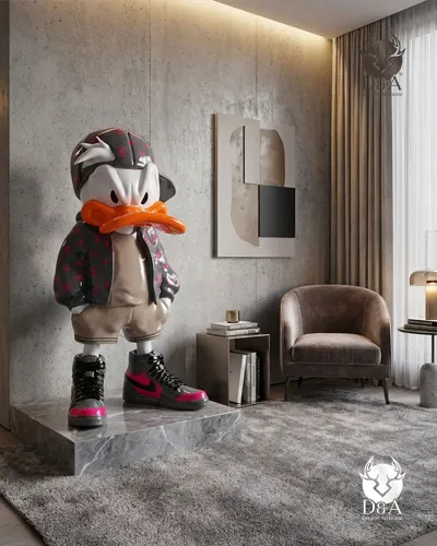 Pato Bad Boy com monograma LV - Estátua decorativa de designer