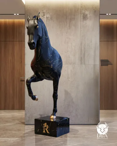 Animales de resina - Busto de caballo negro