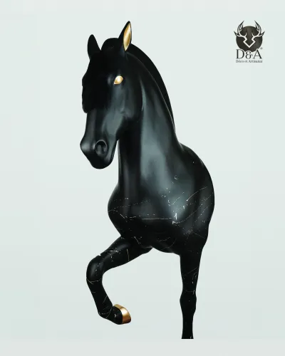 Animales de resina - Busto de caballo negro