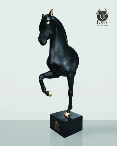 Animales de resina - Busto de caballo negro