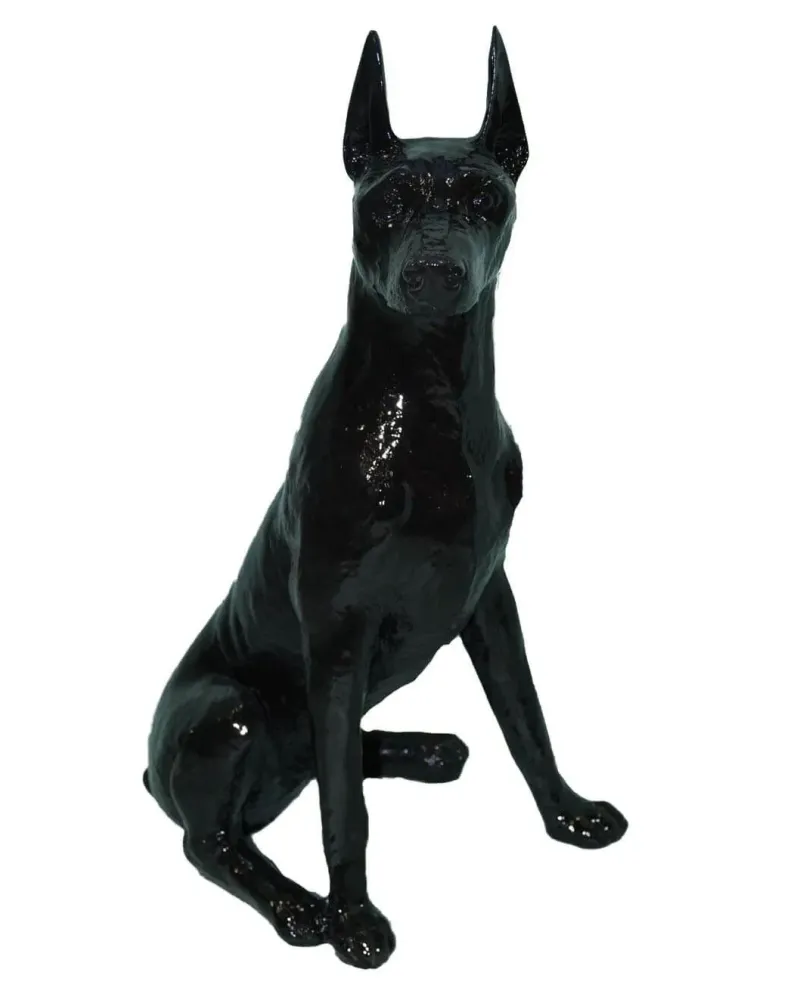 Dobermann assis à personnaliser, statue en résine pour l'intérieur ou l