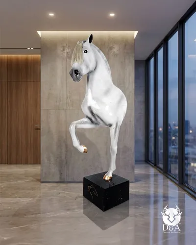 Animales de resina - Busto de caballo blanco