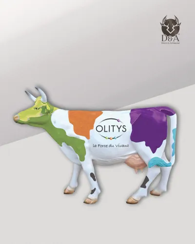 Vaca em tamanho real personalizada de acordo com sua identidade visual ou logotipo.