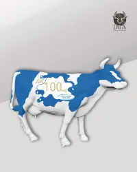 Vaca em tamanho real personalizada de acordo com sua identidade visual ou logotipo.