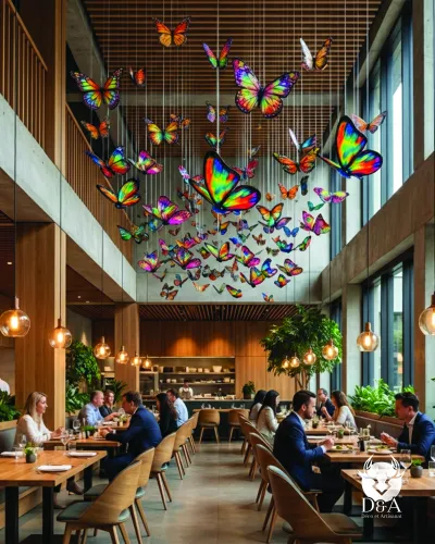 Fluorescent Colorful Butterfly Decorative Design Statue