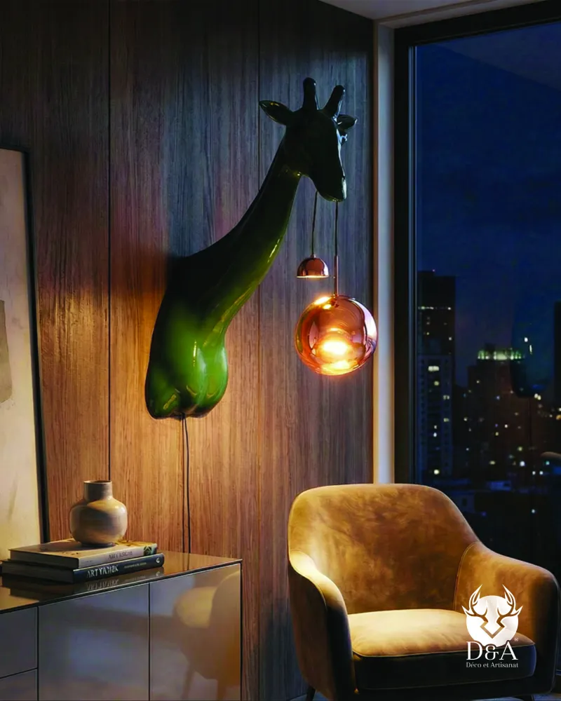 Trophée d'une tête de Girafe 1 coul Lampe