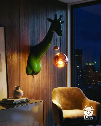 Trophée d'une tête de Girafe 1 coul Lampe