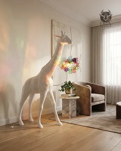 Girafe XL taches - brillant/mat avec lustre bulles colorées