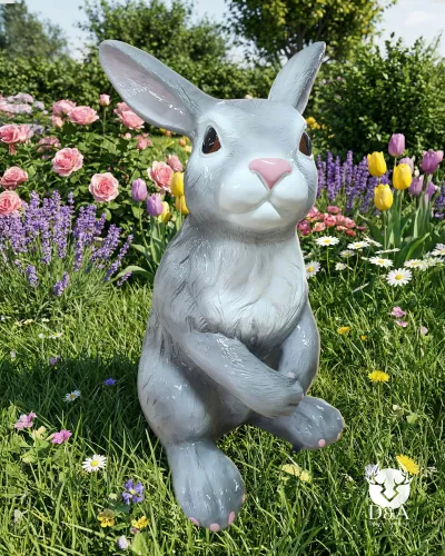 Realistischer Hase aus Kunstharz, ein Schlüsselelement Ihrer Osterdekoration.