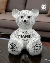 Personalized Chanel sitting teddy bear with a marbled effect