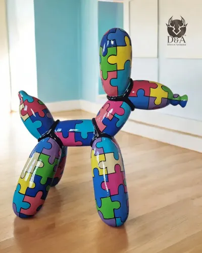 Estátua e escultura decorativa em resina de um Balloon Dog PUZZLE XL