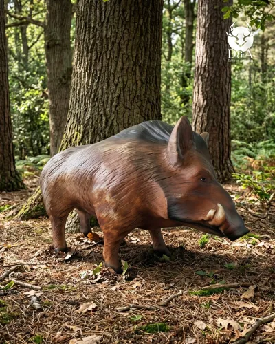 Statua realistica di cinghiale in resina
