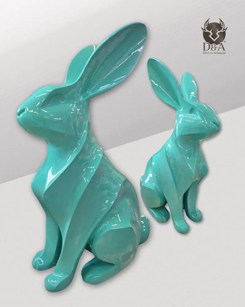 Coniglio di design in resina – Scultura moderna geometrica in stile origami