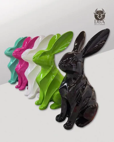Coniglio di design in resina – Scultura moderna geometrica in stile origami