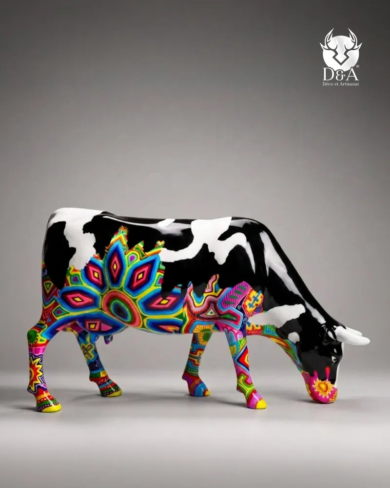Life-size Mandala Cow in fiberglass resin – Designer sculpture