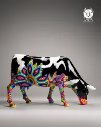 Life-size Mandala Cow in fiberglass resin – Designer sculpture