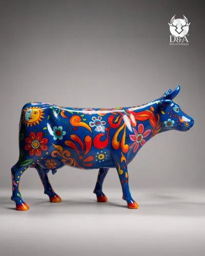 Vaca Boêmia do Sol em tamanho real, feita em resina – Escultura Pop Art