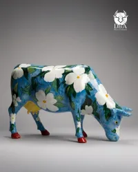 Vaca floral em resina em tamanho real – Escultura de Arte Popular – Corniso