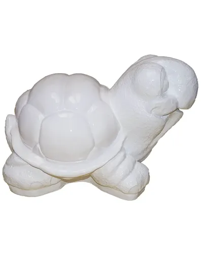 Tartaruga Gigante Branca em resina de poliéster, resistente ao gelo, chuva e sol.