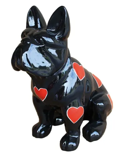 Bulldog assis CŒUR - Déco et Artisanat - 1