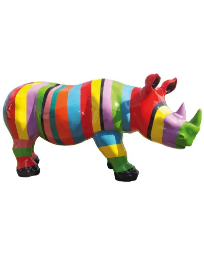 Rhinocéros XL RAYE MULTICOLORE - Déco et Artisanat - 1